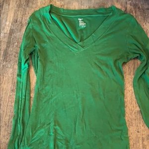 Green V neck Long Sleeve